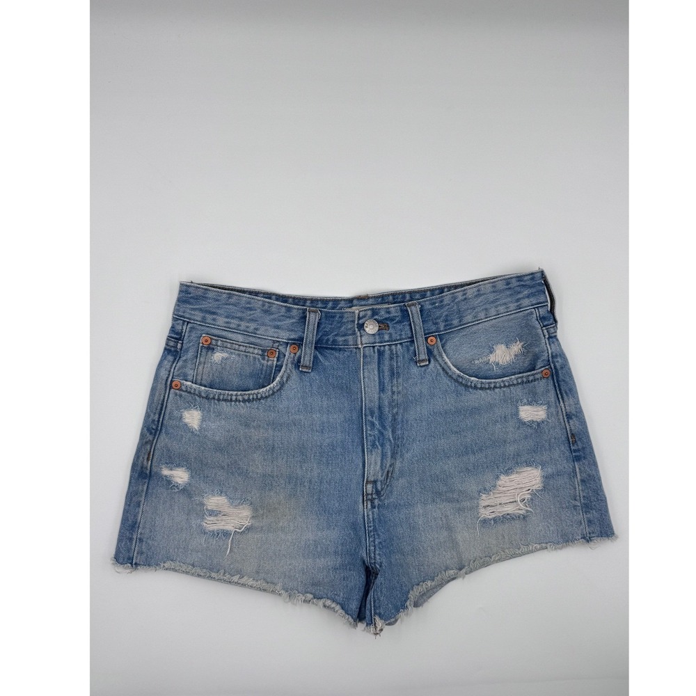 Madewell Womens Relaxed Denim Distressed Shorts Vacation Summer